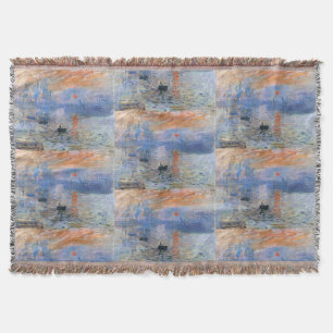 Claude Monet Impression Sunrise 1872 Harbour Art Throw Blanket