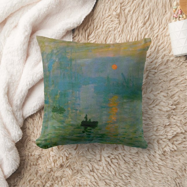Claude Monet Impression Sunrise Fine Art Pillow (Blanket)