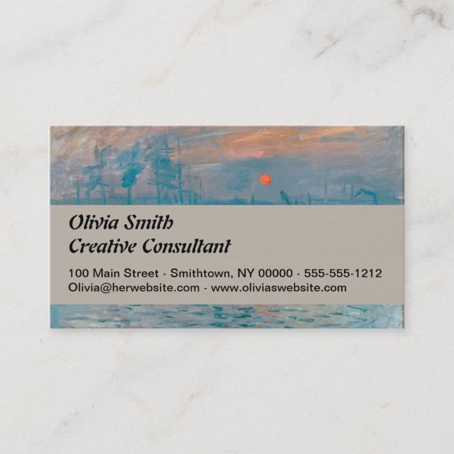 Claude Monet Impression Sunrise French Business Card (Front)