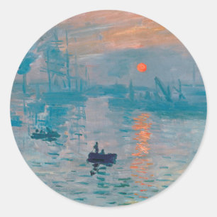 Claude Monet Impression Sunrise French Classic Round Sticker