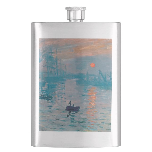 Claude Monet Impression Sunrise French Hip Flask (Front)