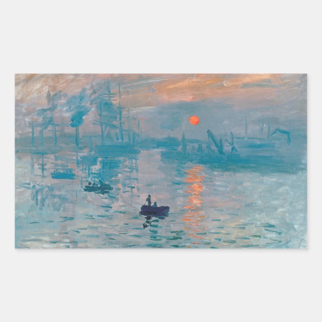 Claude Monet Impression Sunrise French Rectangular Sticker (Front)