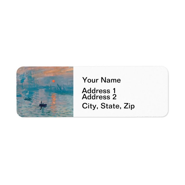 Claude Monet Impression Sunrise French Return Address Label (Front)