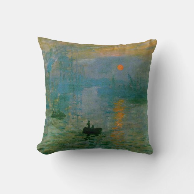Claude Monet Impression Sunrise Impressionism Oil Cushion (Front)