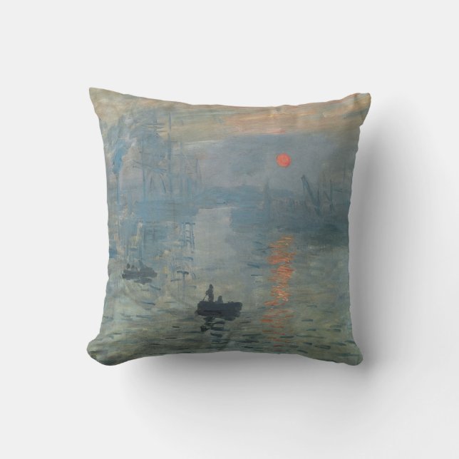 Claude Monet Impression Sunrise Soleil Levant Cushion (Front)