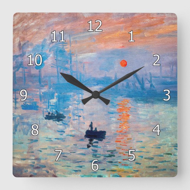 Claude Monet - Impression, Sunrise Square Wall Clock (Front)
