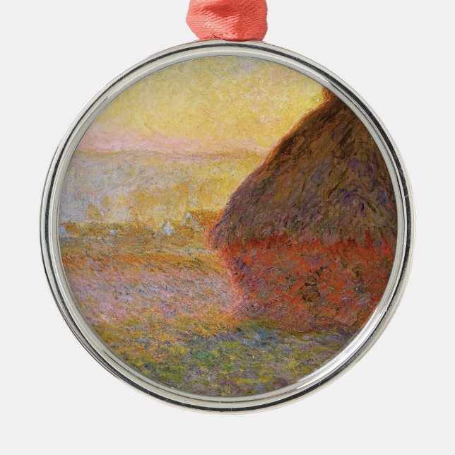 Claude Monet Impressionist Painting Graystaks I Metal Ornament (Front)