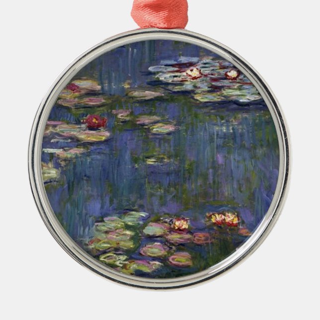 Claude Monet Impressionist Water Lillies Painting Metal Ornament (Front)