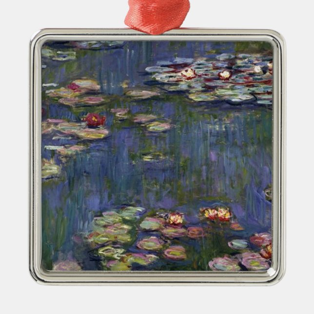 Claude Monet Impressionist Water Lillies Painting Metal Ornament (Front)