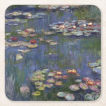 Claude Monet Impressionist Water Lillies Painting Square Paper Coaster<br><div class="desc">Impressionist Landscape Painting by Claude Monet - Classic Masterpieces - Claude Monet's Impressionist Painting Series - Claude Monet Impressionist Water Lillies Painting</div>