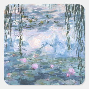 Claude Monet Impressionist Water Lillies Painting Square Sticker