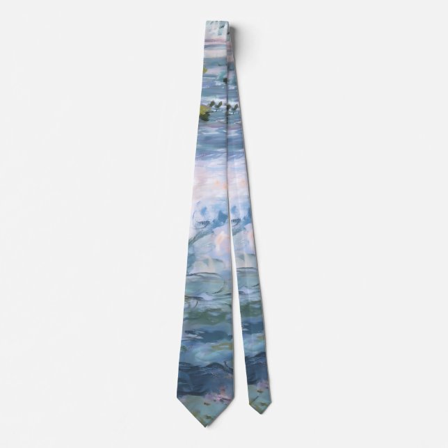 Claude Monet Impressionist Water Lillies Painting Tie (Front)