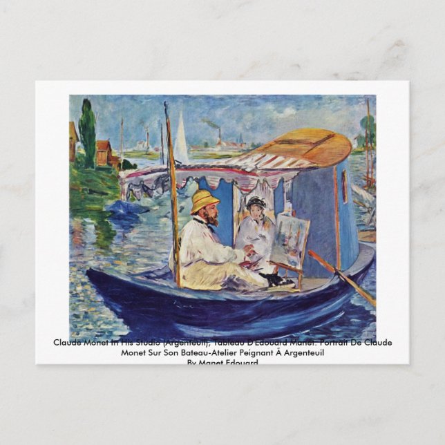 Claude Monet In His Studio (Argenteuil) Postcard (Front)