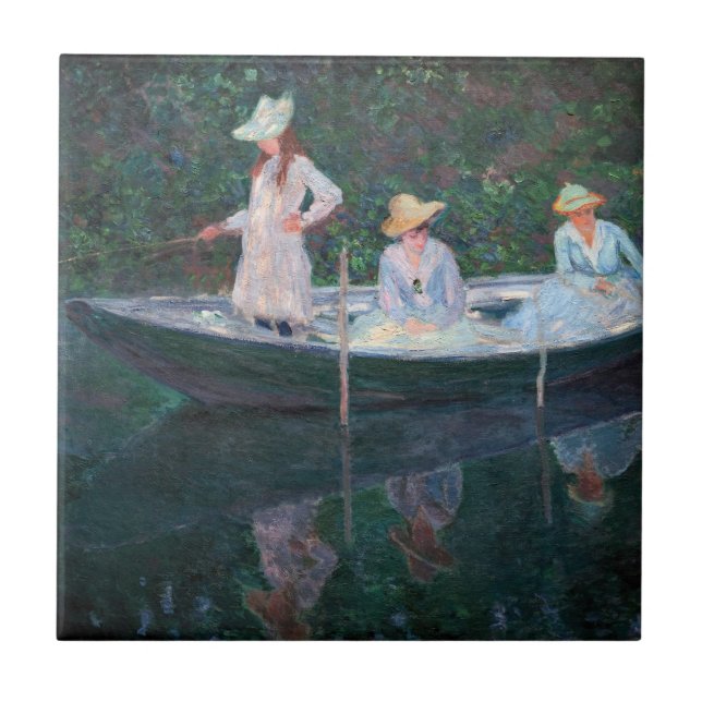 Claude Monet - In the Norvegienne Boat at Giverny Ceramic Tile (Front)