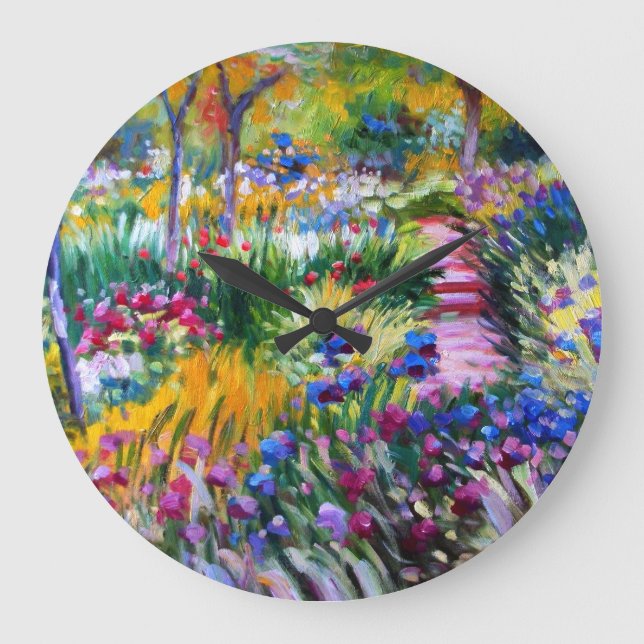 Claude Monet: Iris Garden by Giverny Large Clock (Front)