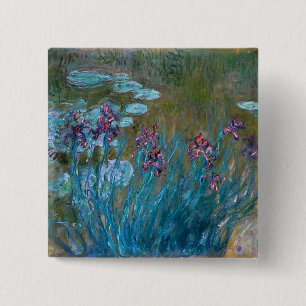 Claude Monet: Irises and Water Lilies 15 Cm Square Badge