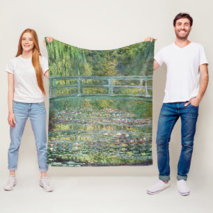 Claude Monet Japanese Bridge Water Lily Art Fleece Blanket
