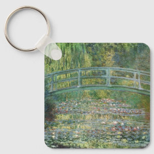 Claude Monet Japanese Bridge Water Lily Art Key Ring
