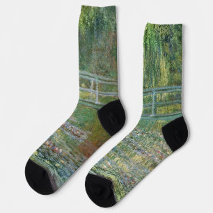Claude Monet Japanese Bridge Water Lily Art Socks