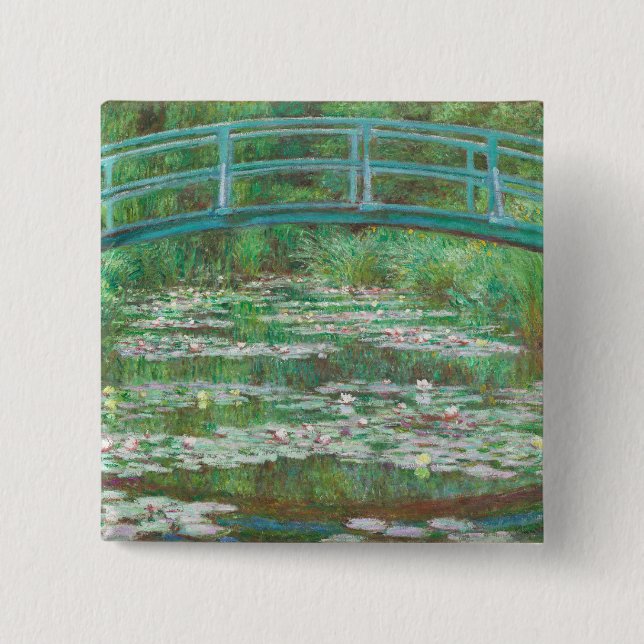 Claude Monet Japanese Footbridge. Impressionism 15 Cm Square Badge (Front)