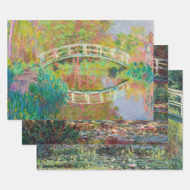 Claude Monet - Japanese Footbridge in Giverny Wrapping Paper Sheet (Set)