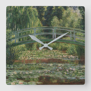 Claude Monet Japanese Footbridge & Water Lily Pool Square Wall Clock