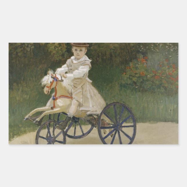 Claude Monet - Jean Monet on his Hobby Horse Rectangular Sticker (Front)