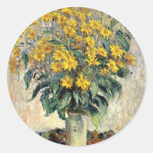 Claude Monet Jerusalem Artichoke Flowers 1880 Classic Round Sticker (Front)
