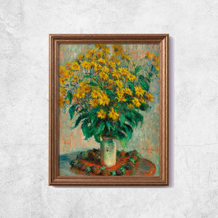 Claude Monet Jerusalem Artichoke Flowers Old Art Poster