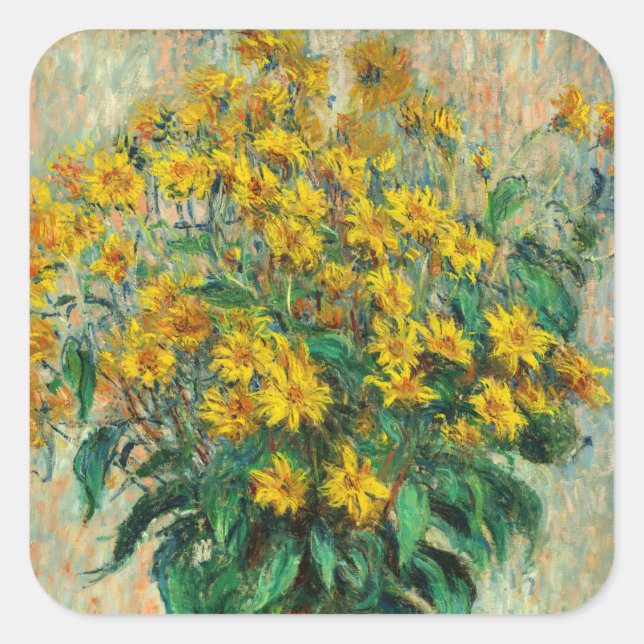 Claude Monet - Jerusalem Artichoke Flowers Square Sticker (Front)