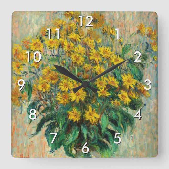 Claude Monet - Jerusalem Artichoke Flowers Square Wall Clock (Front)