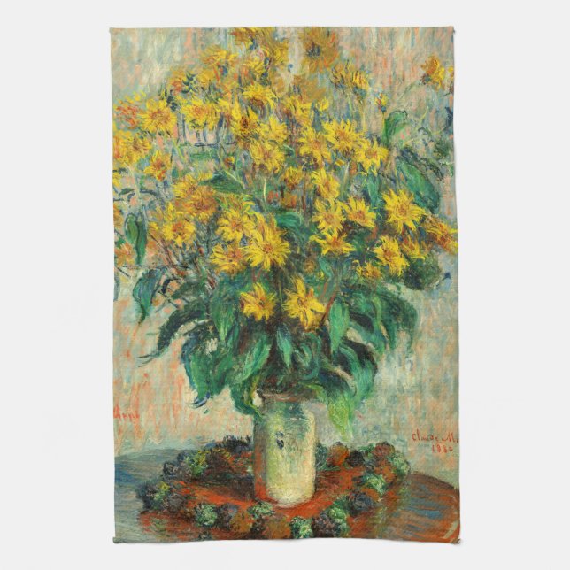 Claude Monet - Jerusalem Artichoke Flowers Tea Towel (Vertical)