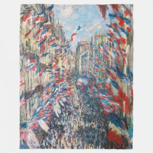 Claude Monet - La Rue Montorgueil - Paris Fleece Blanket