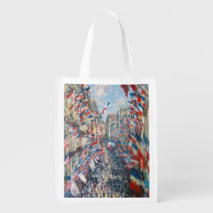 Claude Monet - La Rue Montorgueil - Paris Reusable Grocery Bag
