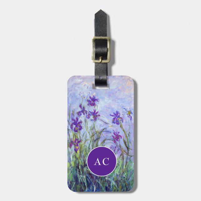 Claude Monet - Lilac Irises / Iris Mauves Luggage Tag (Front Vertical)