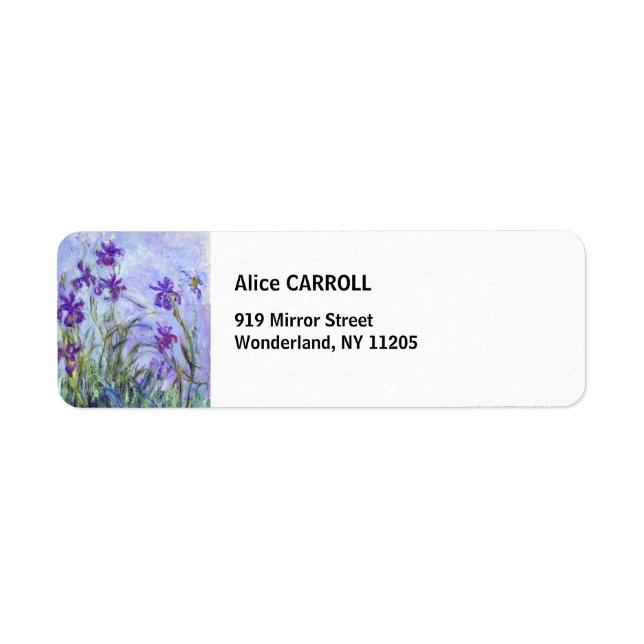 Claude Monet - Lilac Irises / Iris Mauves Return Address Label (Front)