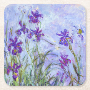 Claude Monet - Lilac Irises / Iris Mauves Square Paper Coaster