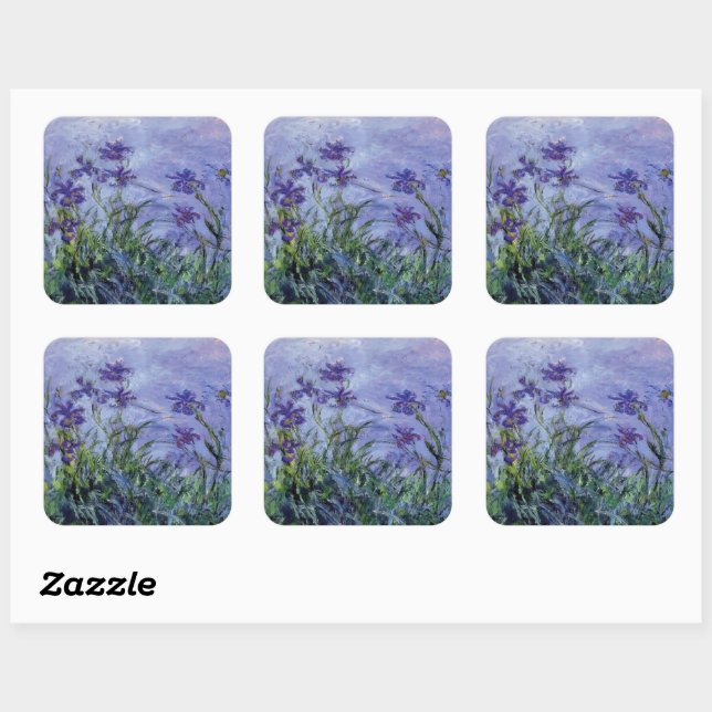 Claude Monet Lilac Irises Square Sticker (Sheet)