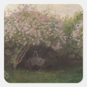 Claude Monet Lilacs, Grey Weather, 1872 Square Sticker
