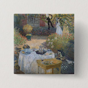 Claude Monet   Luncheon: Monet's garden Argenteuil 15 Cm Square Badge