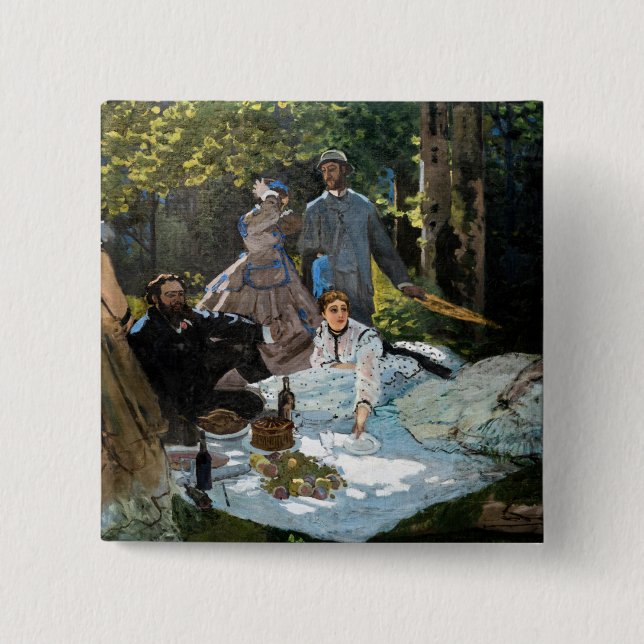 Claude Monet - Luncheon on the Grass, Right Panel 15 Cm Square Badge (Front)