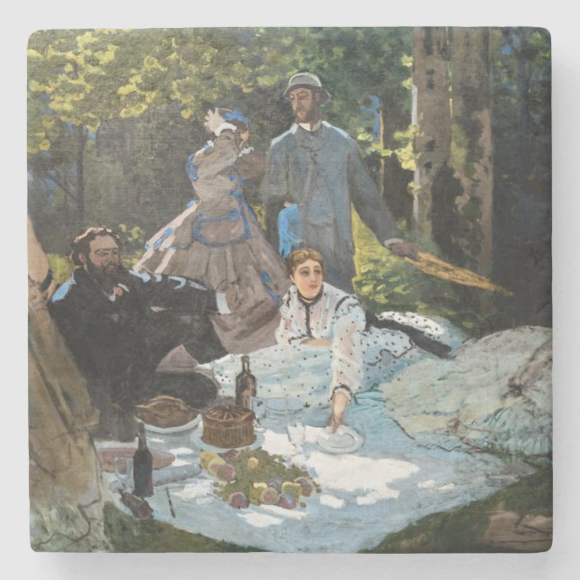 Claude Monet - Luncheon on the Grass, Right Panel Stone Coaster (Front)