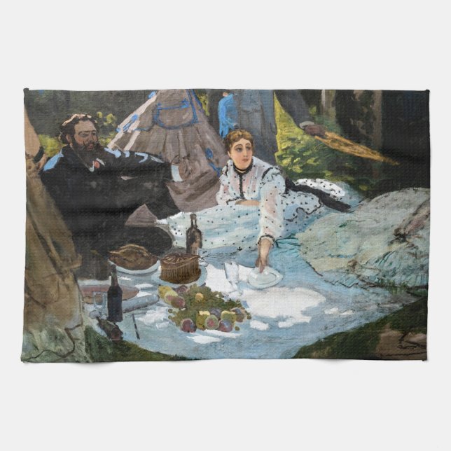 Claude Monet - Luncheon on the Grass, Right Panel Tea Towel (Horizontal)
