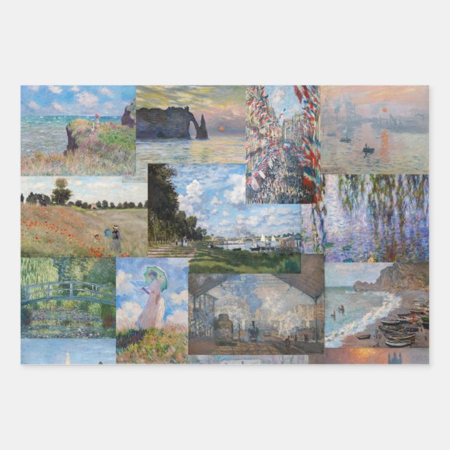 Claude Monet - Masterpieces Patchwork Wrapping Paper Sheet (Front)