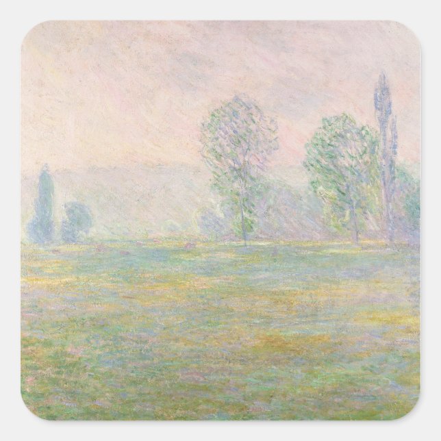 Claude Monet | Meadows in Giverny, 1888 Square Sticker (Front)