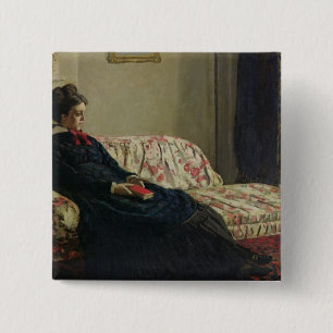 Claude Monet Meditation or Madame Monet 15 Cm Square Badge
