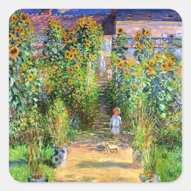 Claude Monet: Monet's Garden at Vétheuil Square Sticker (Front)