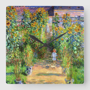 Claude Monet: Monet's Garden at Vétheuil Square Wall Clock
