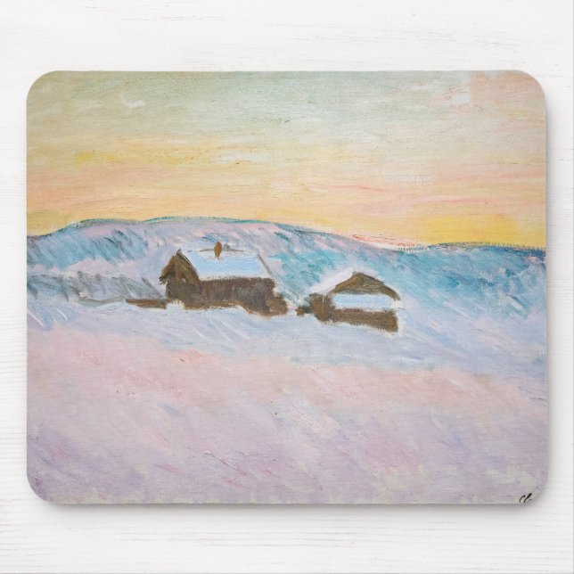 Claude Monet - Norway Landscape, Blue Houses Mouse Pad (Front)