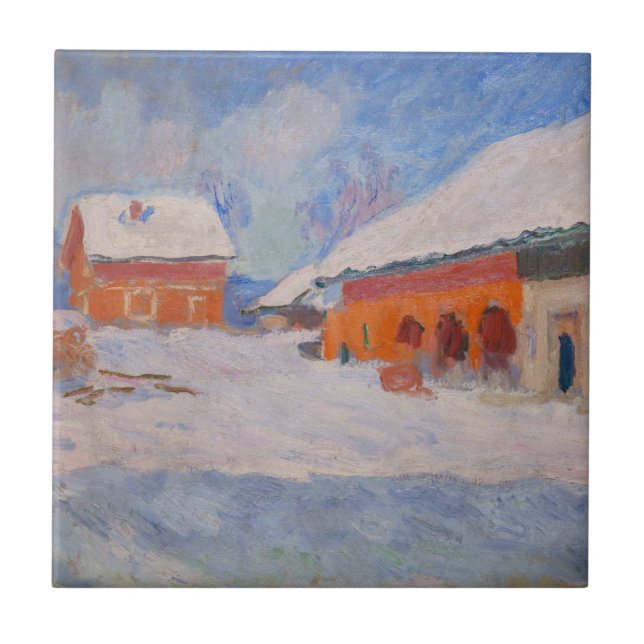 Claude Monet - Norway, Red Houses at Bjornegaard Ceramic Tile (Front)